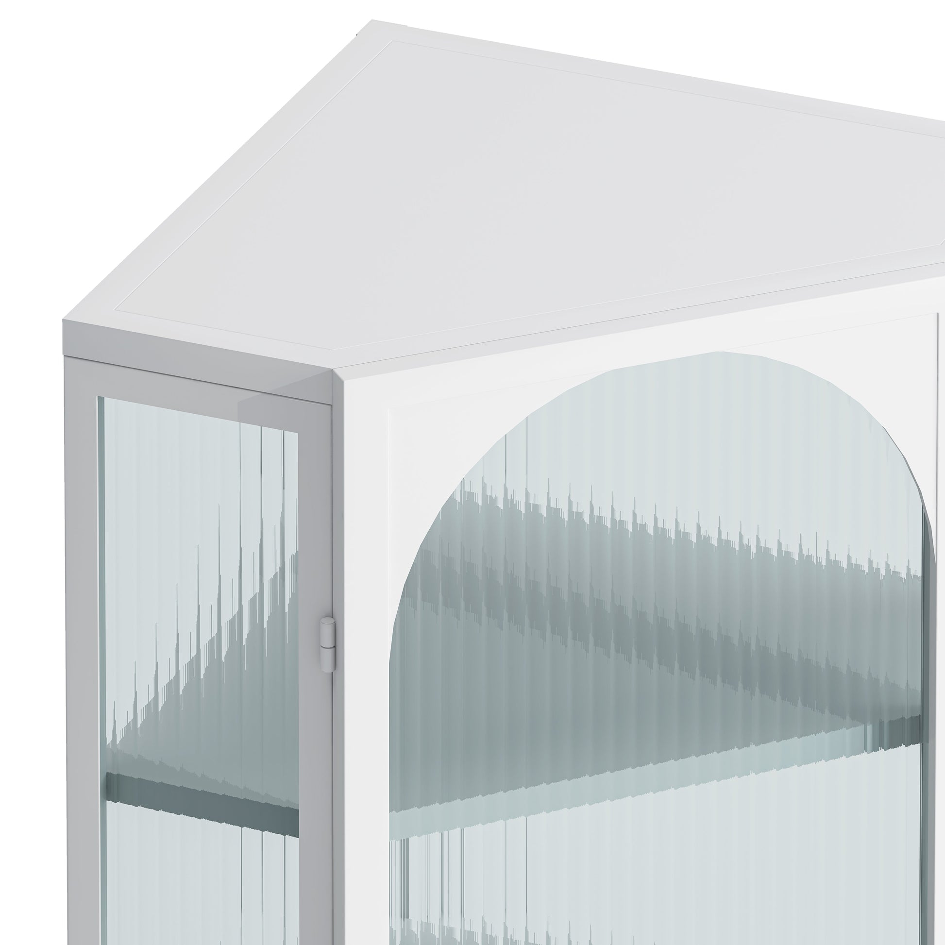 Glass Door Wall Mounted Corner Cabinet with Featuring Four-tier Storage  White - Korvel