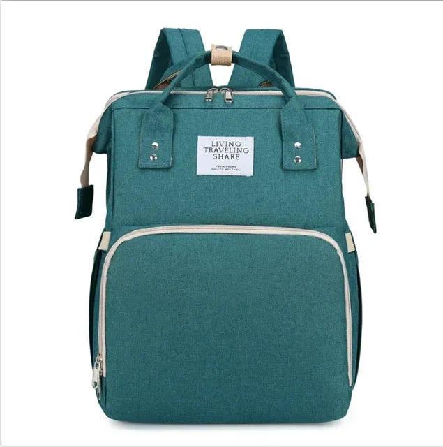 New Outdoor Folding Bag with Baby Can Sleep Mommy Bag Multi-functional Bottle Backpack Diaper Backpack - Korvel