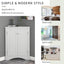 Elegante gabinete de almacenamiento triangular blanco con estantes ajustables