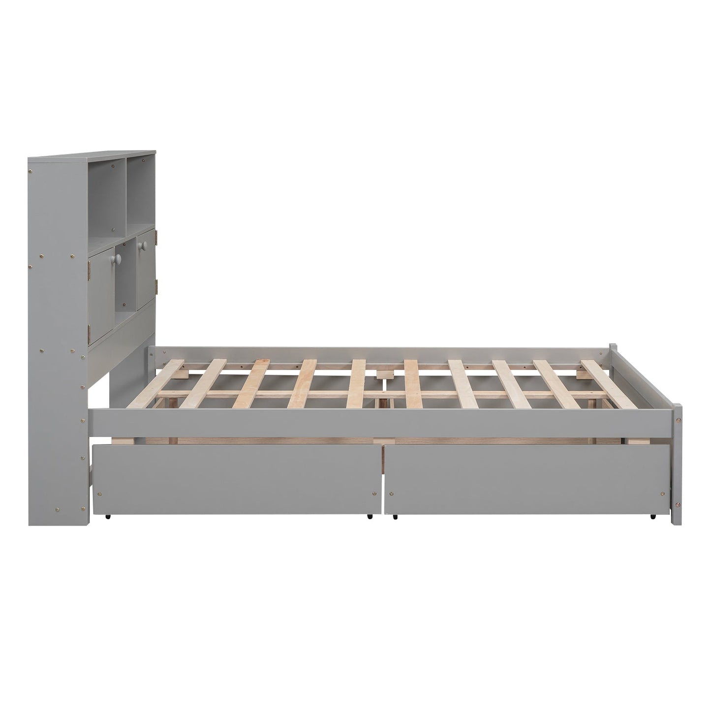 Full Size Platform Bed with Storage Headboard and Charging Station