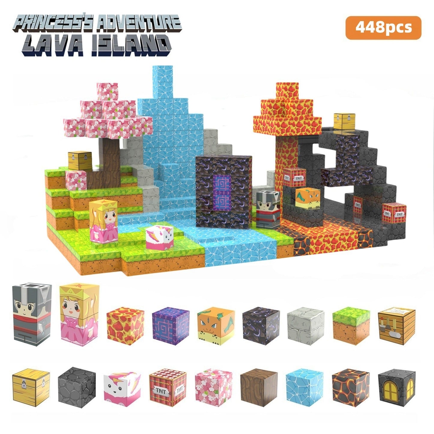 My Building World Magnetic Cube DIY Cherry Blossom Mountain Children's Educational Puzzle Assembly Toy Gift - Korvel