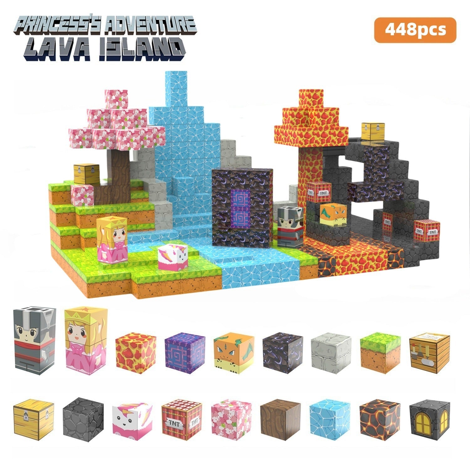 My Building World Magnetic Cube DIY Cherry Blossom Mountain Children's Educational Puzzle Assembly Toy Gift - Korvel