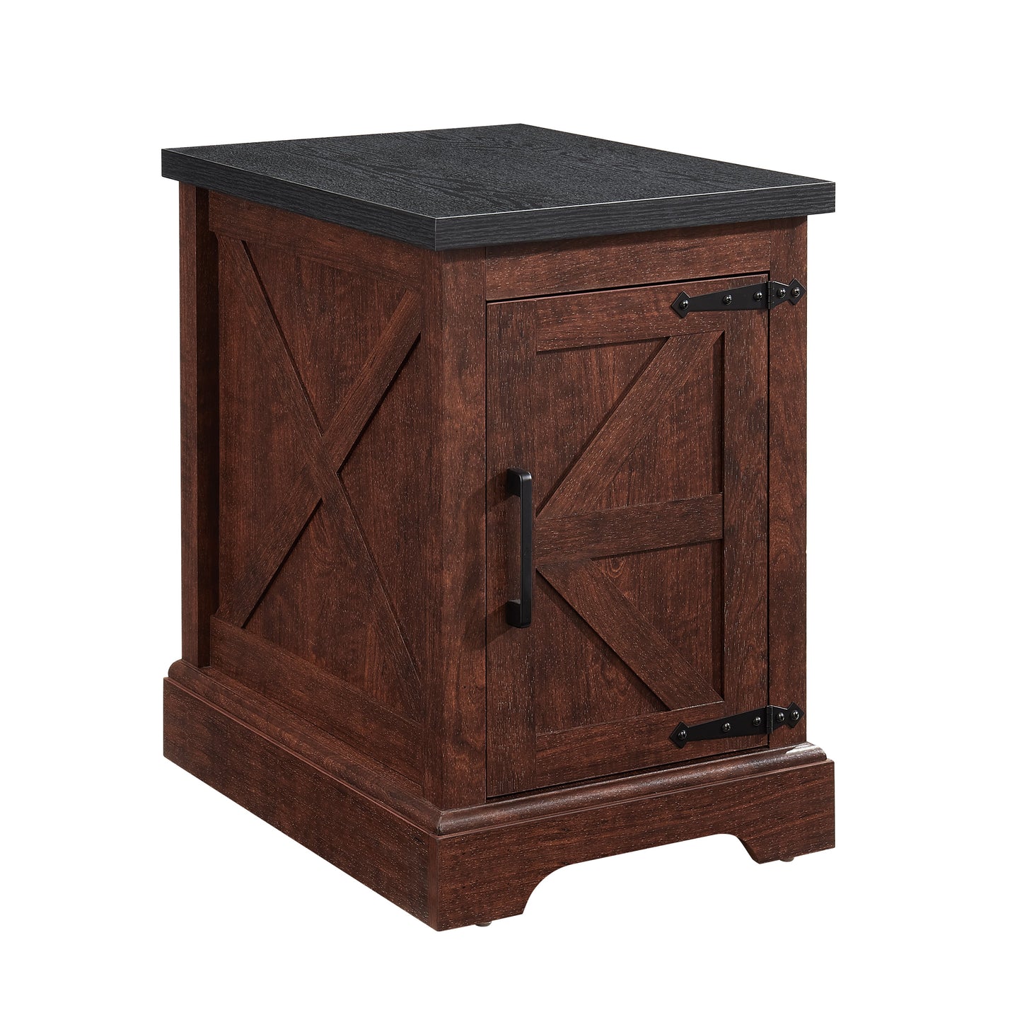 Farmhouse tea table bedside table rectangular farmhouse tea table with barn door and adjustable storage rack OAK - Korvel