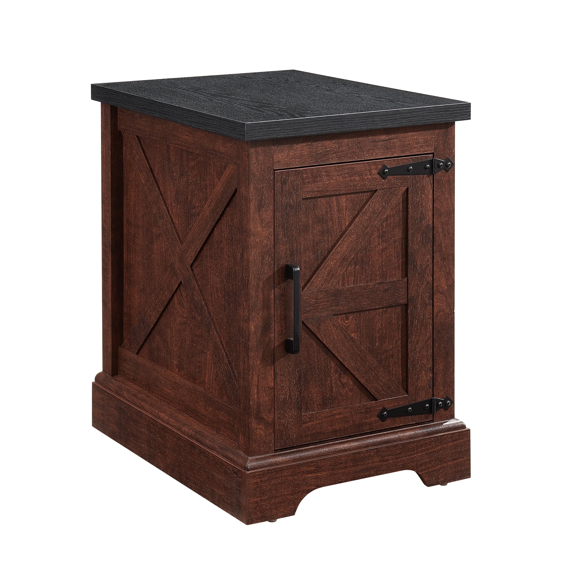 Farmhouse tea table bedside table rectangular farmhouse tea table with barn door and adjustable storage rack OAK - Korvel