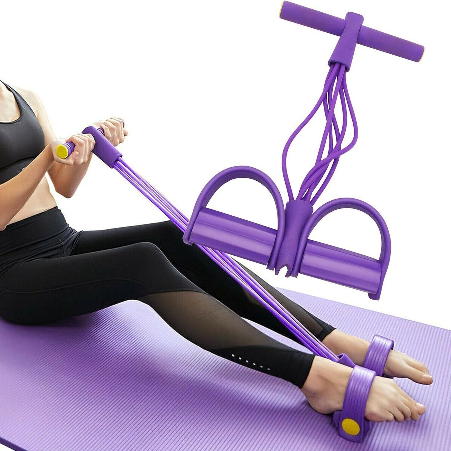 Six tube upgraded sit ups abdominal exercises yoga fitness tension rope multifunctional foot pedal stretcher - Korvel