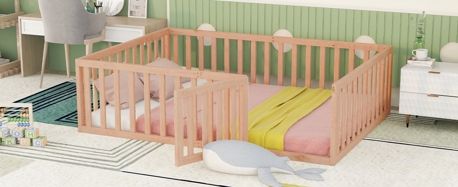 Full Size Wood Daybed Frame with Fence Natural(OLD SKU:WF289662AAM) - Korvel