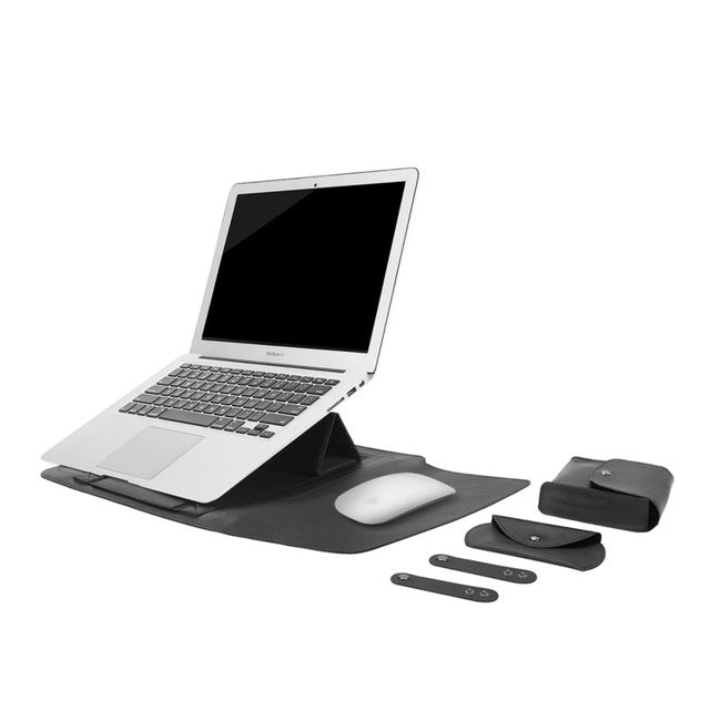 Laptop Bag PU Leather Sleeve Bag Waterproof Case For Macbook Air Pro 13 15 Portable Laptop Notebook Bag With Support Frame - Korvel