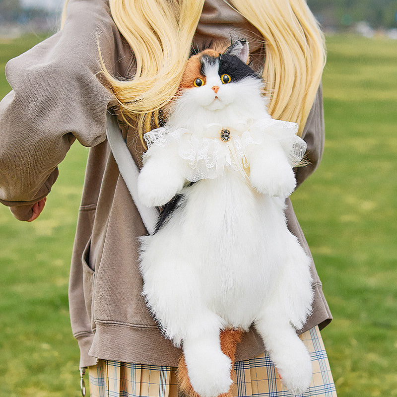 Unique Calico Cat Backpack, Doubles as a Plush Toy and Functional Bag - Korvel
