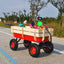 Outdoor Wagon All Terrain Pulling w/Wood Railing Air Tires Children Kid Garden（Red） - Korvel