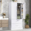 Tall Bathroom Storage Cabinet, Cabinet with Two Doors and Drawers, Adjustable Shelf, MDF Board, White - Korvel