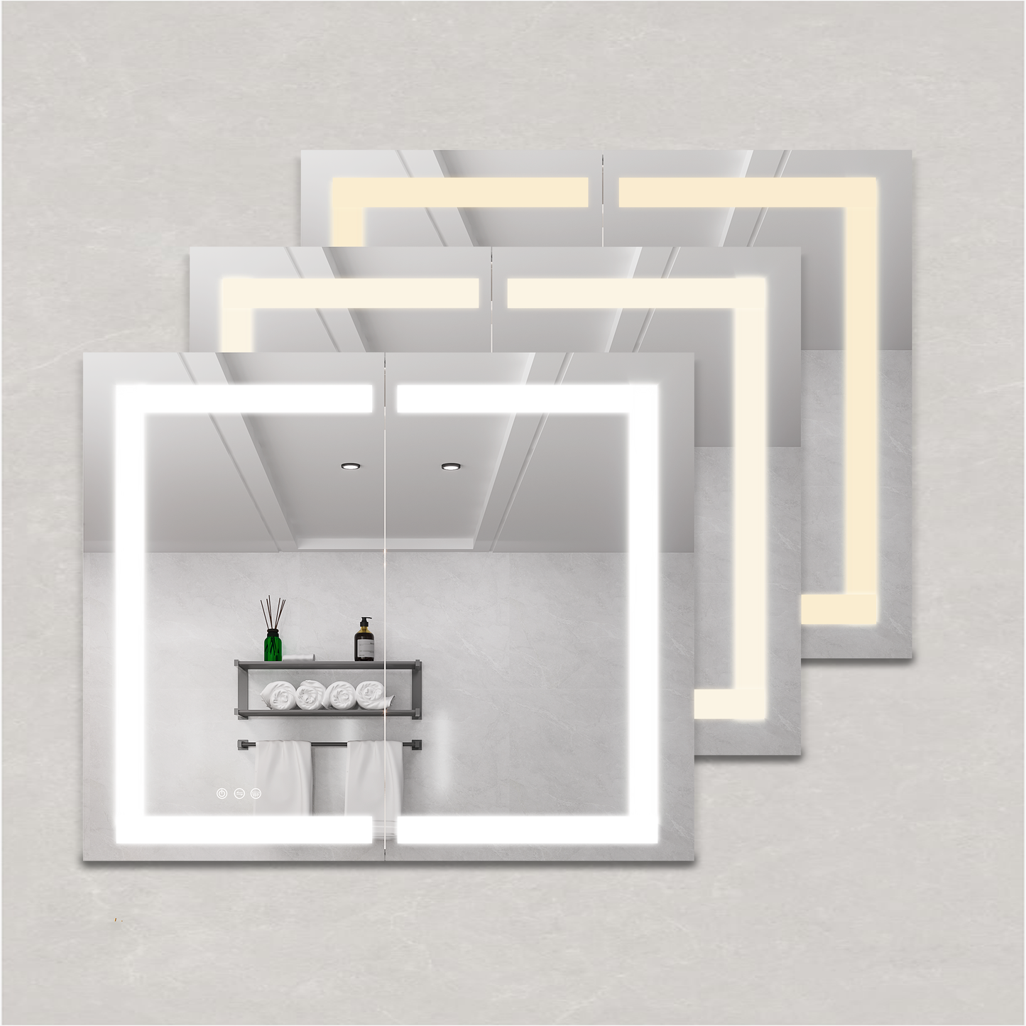 36 x 30 inch Medicine Cabinet with LED Vanity Mirror Anti-Fog  Recessed or Surface Mount Waterproof DimmableAluminum 3000K~6000K Lighted Double Door Bathroom Cabinet with Touch Switch - Korvel
