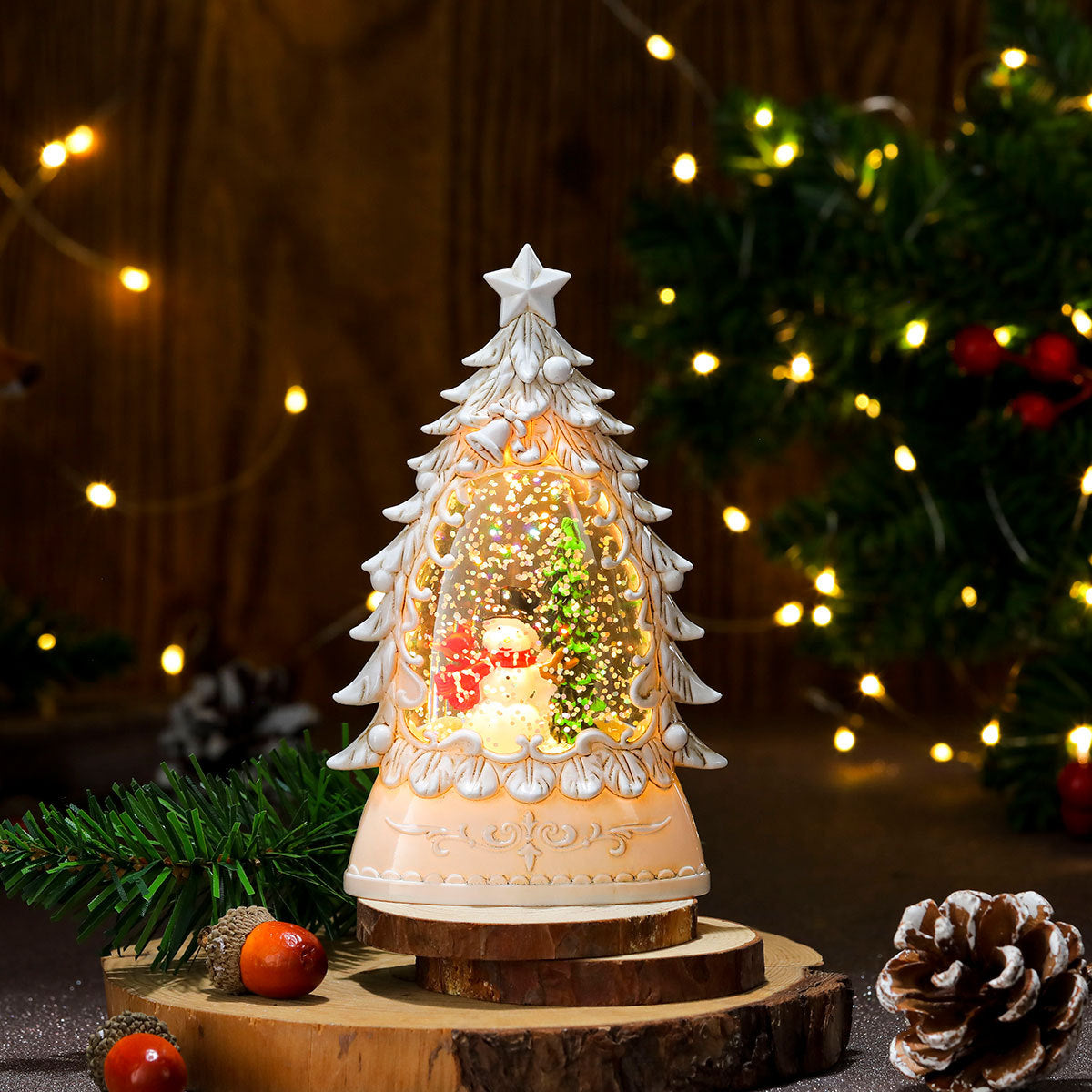 Christmas gifts, painted Christmas trees, glowing candles, oil lamps, children's small gifts, wind lamps, bar table decorations, ornaments - Korvel