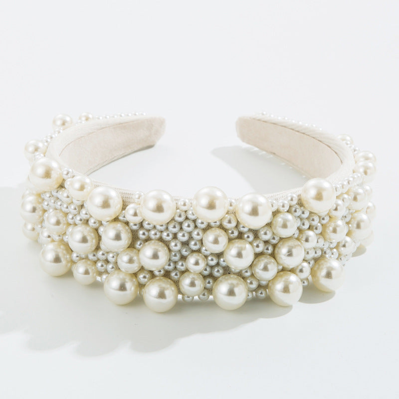 New Heavy Industry Pearl Hair Ornament Women's Wide brim Korean version Net Red Washing Head Band Hair Ornament - Korvel