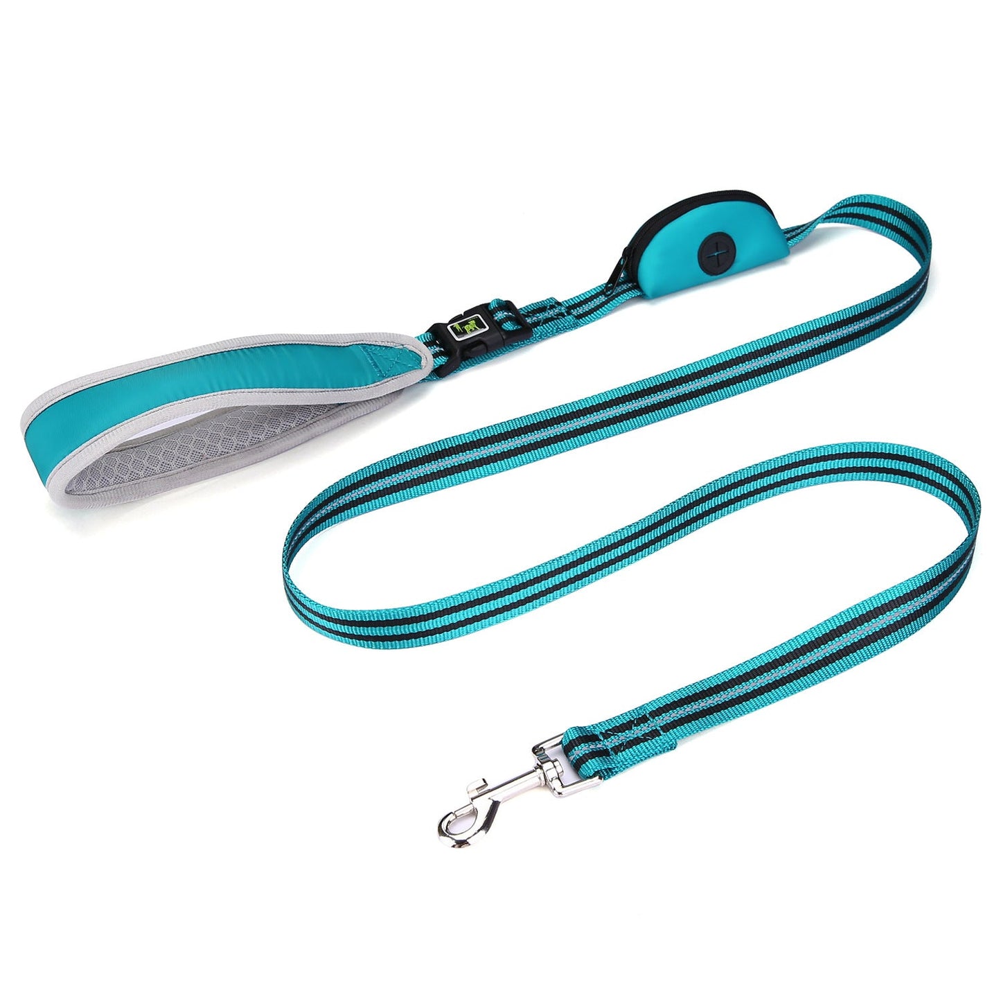 Nylon Combat Padded Leads Dog Leash with Double Padded Handles with Built in Poop Bag Holder Dispenser - Korvel