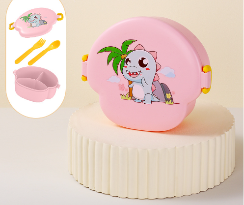 Cartoon cute microwaveable portable lunch box with buckle compartments - Korvel