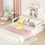 Full Size Wood Floor Bed with House-shaped Headboard  White - Korvel