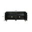 Carved Flower Door Large Storage Cabinet With Metal Handle Suitable For Living Room, Kitchen, Entryway(BLACK) - Korvel