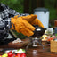Outdoor BBQ flame-retardant gloves thickened cowhide cover wear-resistant camping protective cover - Korvel