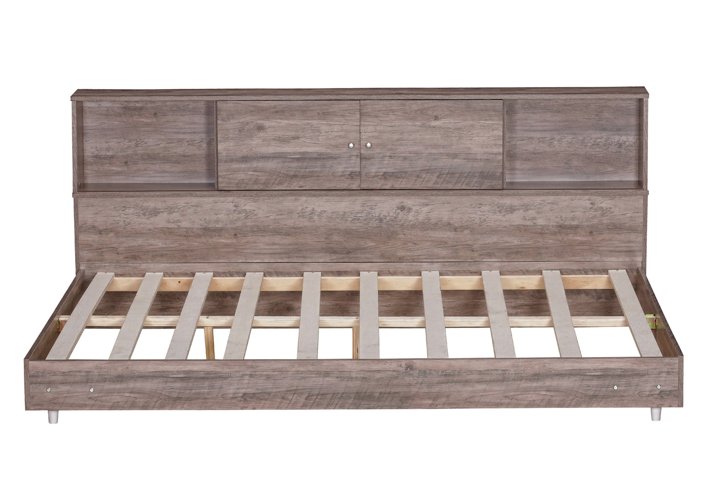 Full Size Daybed Frame with Storage Bookcases Wood Light Oak - Korvel