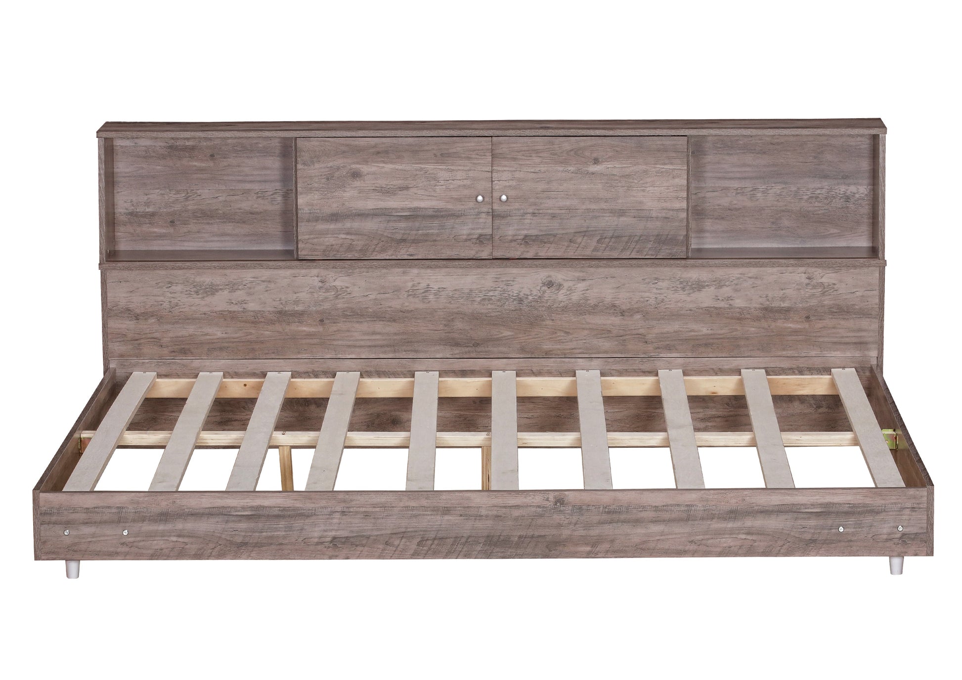 Full Size Daybed Frame with Storage Bookcases Wood Light Oak - Korvel