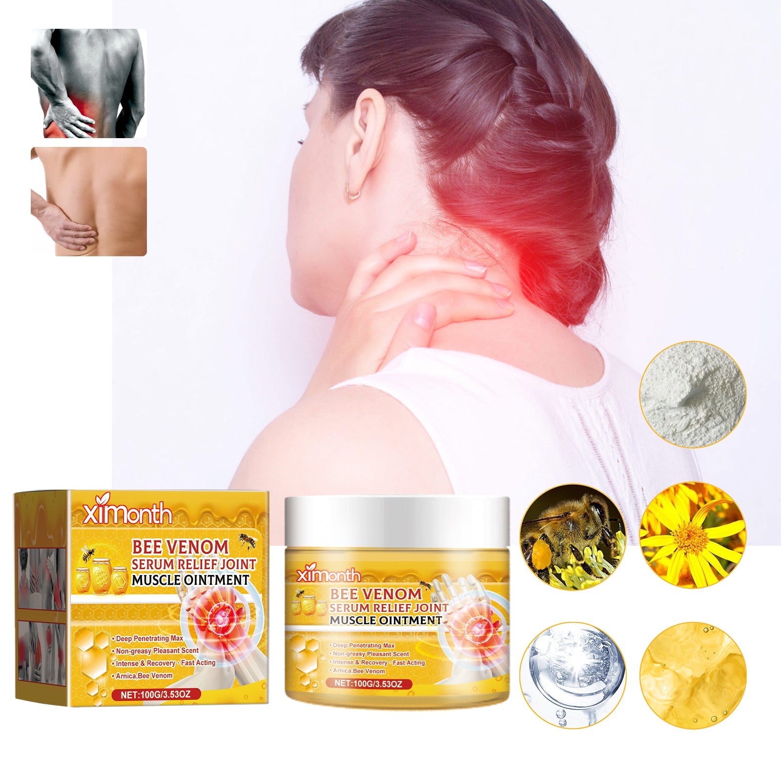 Bee Venom Joint Care Cream, Relieving Joint Muscle Soreness And Body Discomfort Care Massage Cream - Korvel