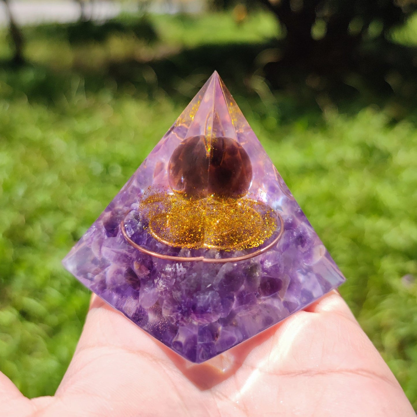 Handcrafted Crystal Ball Pyramid Ornament