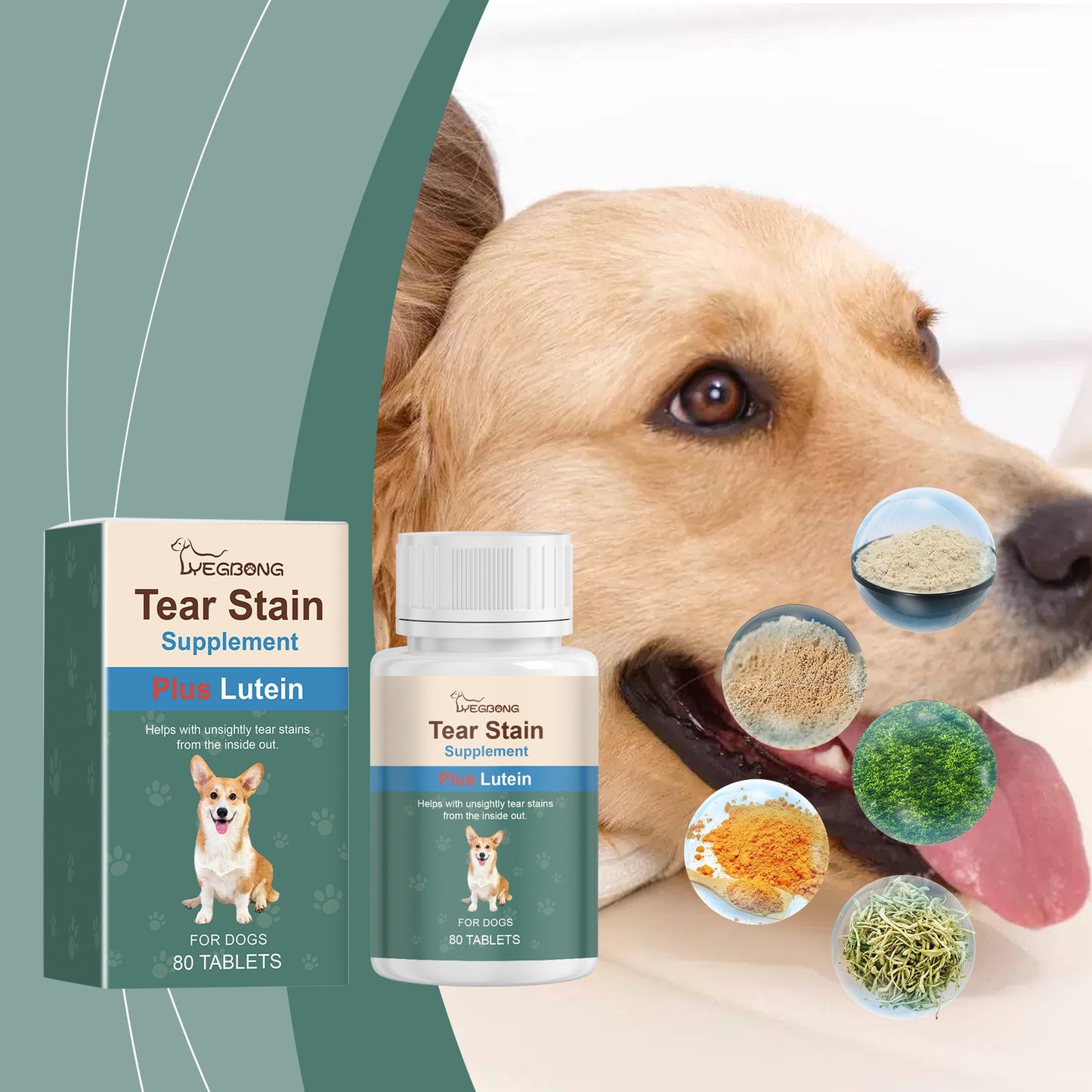 Tablettes de soins oculaires pour chiens, anti-taches de larmes