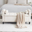 Storage Bench, 44.5-Inch Queen Velvet Button Bedside Bench, Entryway Living Room with Armrests, Nailhead Trim Cream White - Korvel