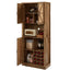 76-Inch Rustic Oak Farmhouse Wine Cabinet with Faux Rattan