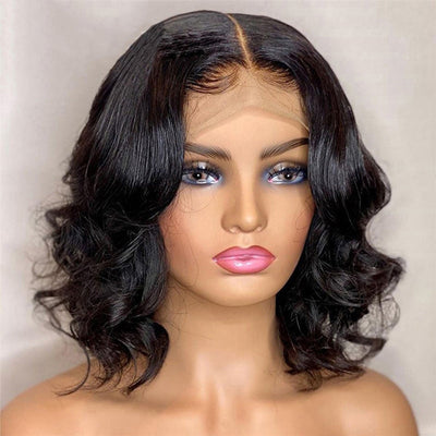 Ladies Wig Short Curly Hair Black Big Wave Chemical Fiber Front Lace Curly High Temperature Silk Headgear - Korvel