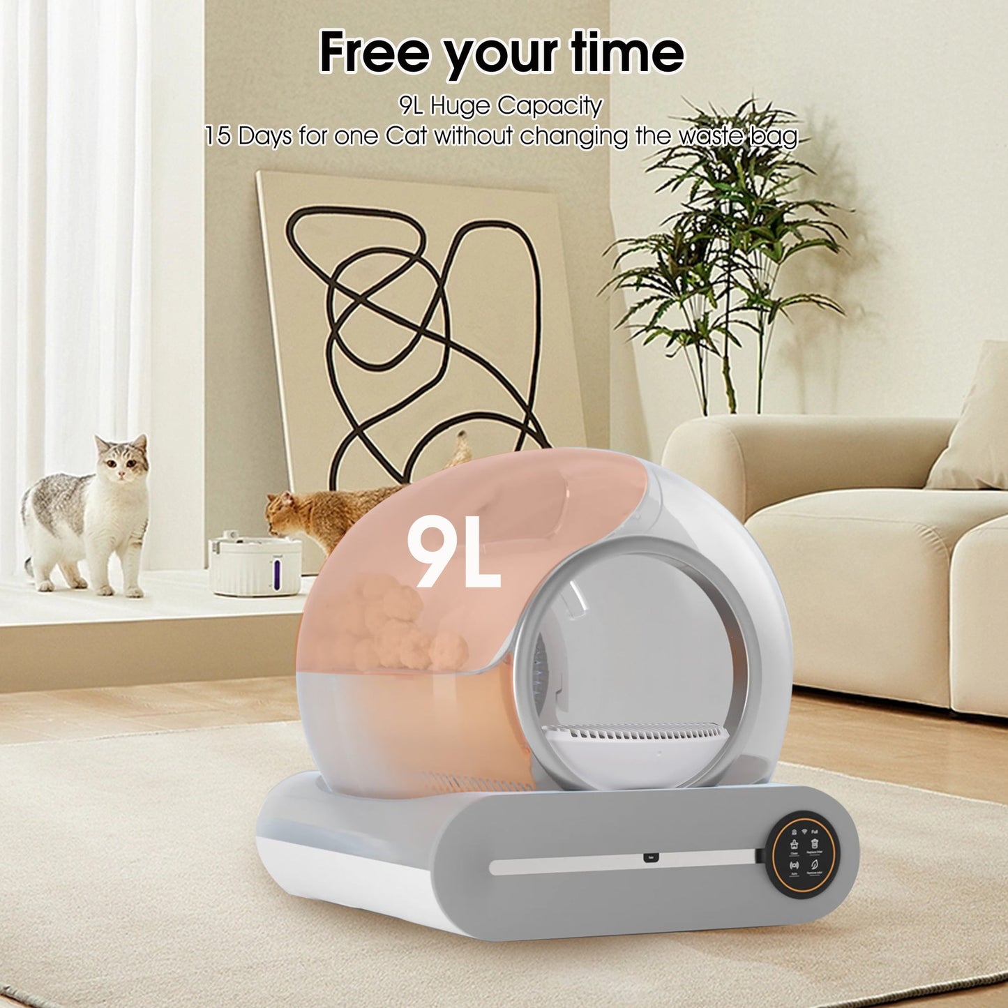 Caja de arena automática inteligente para gatos con control WiFi