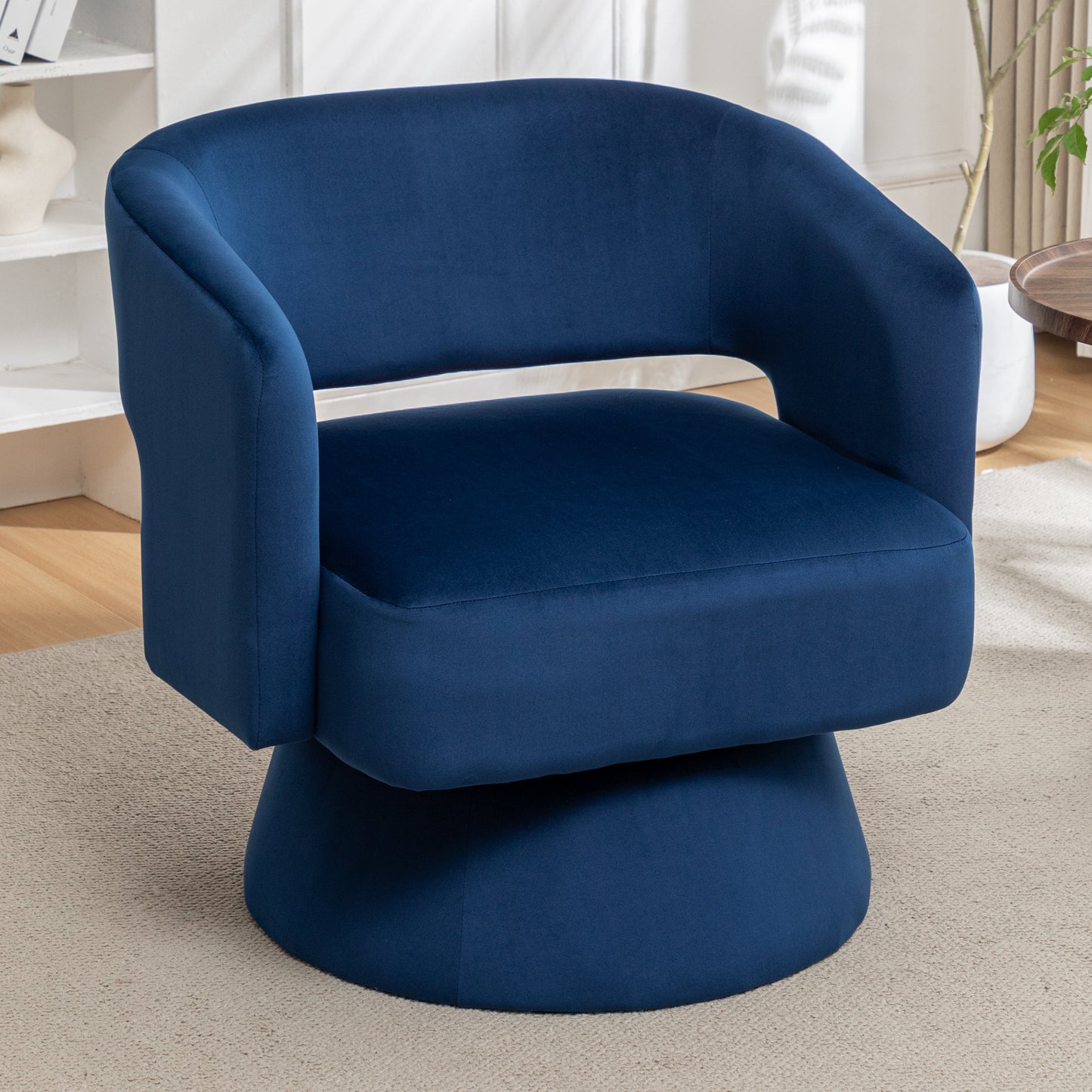 Swivel Barrel Chair, Velvet Accent Armchair 360 Degree Swivel Club Chair for Living Room Bedroom Reception Room - Korvel