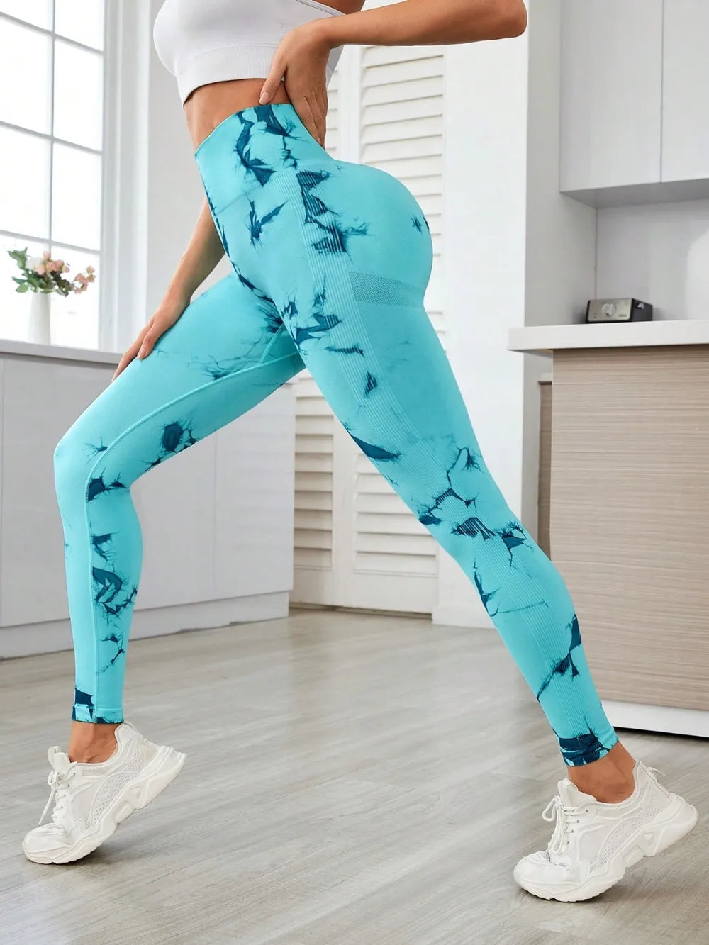 Printed High Waist Active Leggings - Korvel