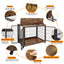 Rustic Brown Furniture Style Dog Crate Side Table on Wheels