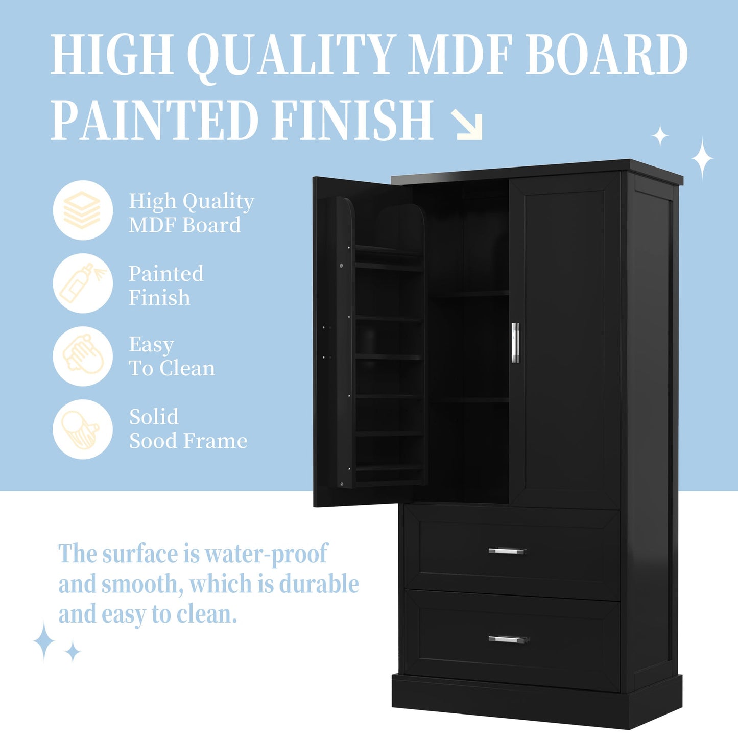 Elegant Tall Bathroom Storage Cabinet with Adjustable Shelf