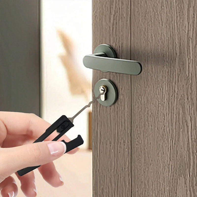 Essential stainless - steel multi - tool: quick - flip grav pick, door keys, lock rake. Durable. - Korvel