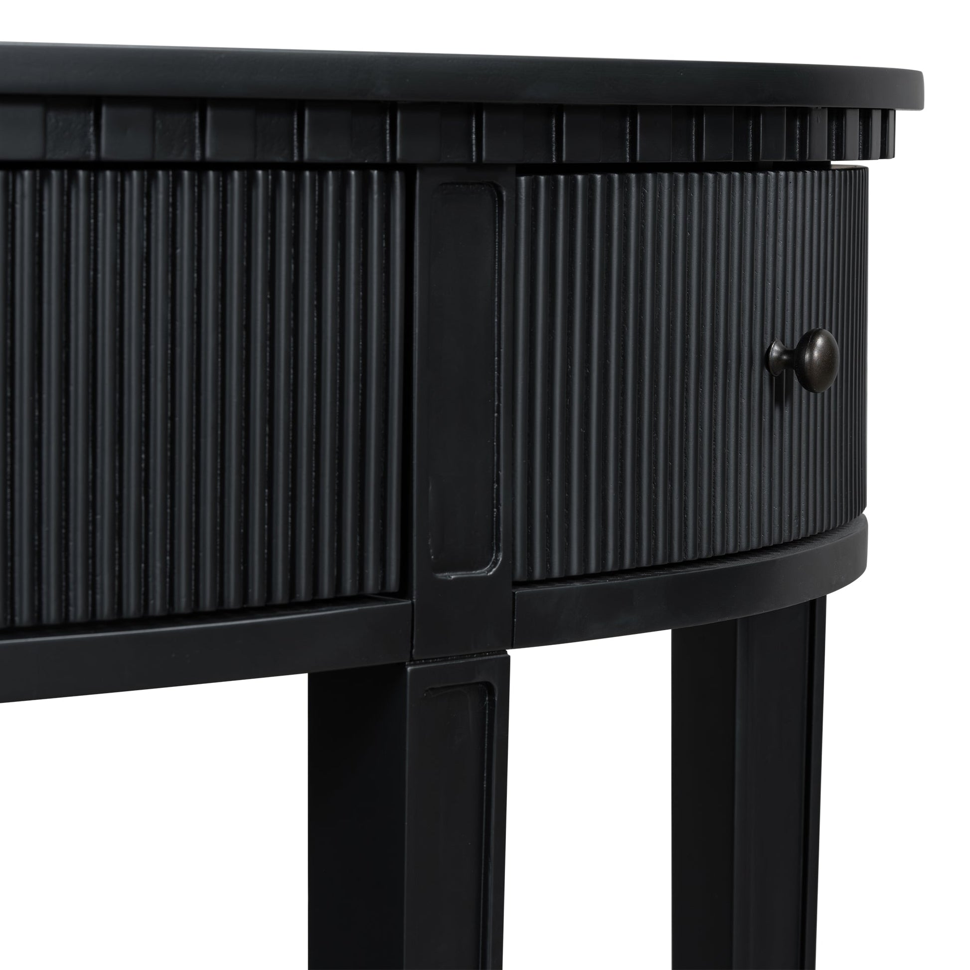 U-Style Distinctive Features of Pine Veneer Console Table with Vertical Stripe Drawer Fronts and Four Legs - Korvel