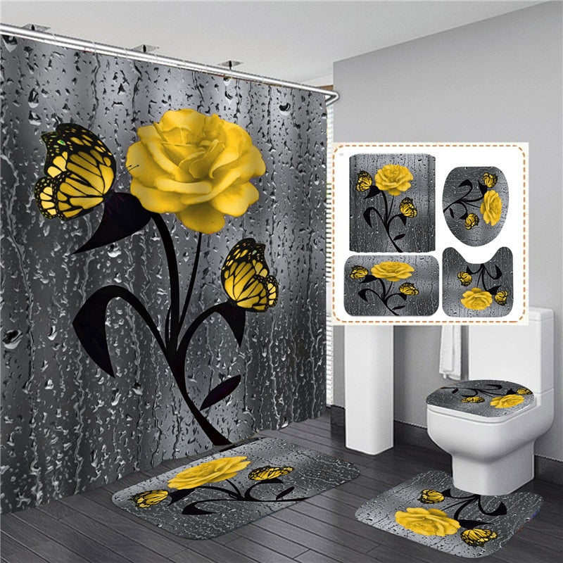Hot HD Digital Printing Polyester Waterproof Polyester Flower Bathroom Hotel Shower Curtain - Korvel