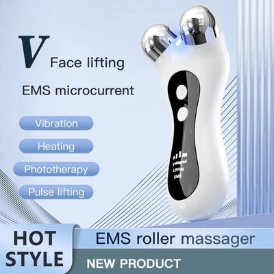 Roller face slimming instrument EMS light therapy home facial V face beauty instrument lifting and firming electric face massager - Korvel