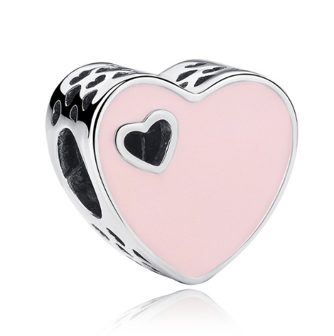 925 Sterling Silver Heart Shape Love Beads Fit Charms Bracelet PAS036 - Korvel