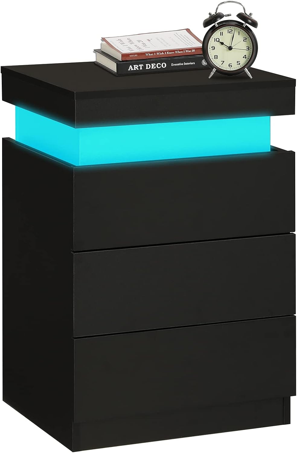 Modern LED Black Nightstand with Multi-Colour Lighting