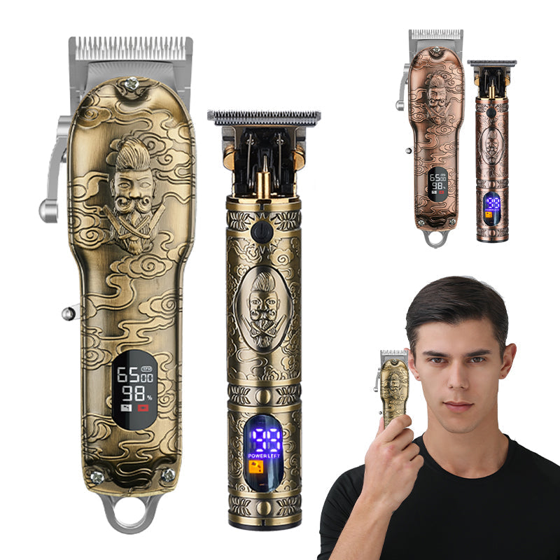 All Metal Hair Clipper Retro Oil Head Carving Scissors Machine Set USB Charging Electric Hair Clipper - Korvel