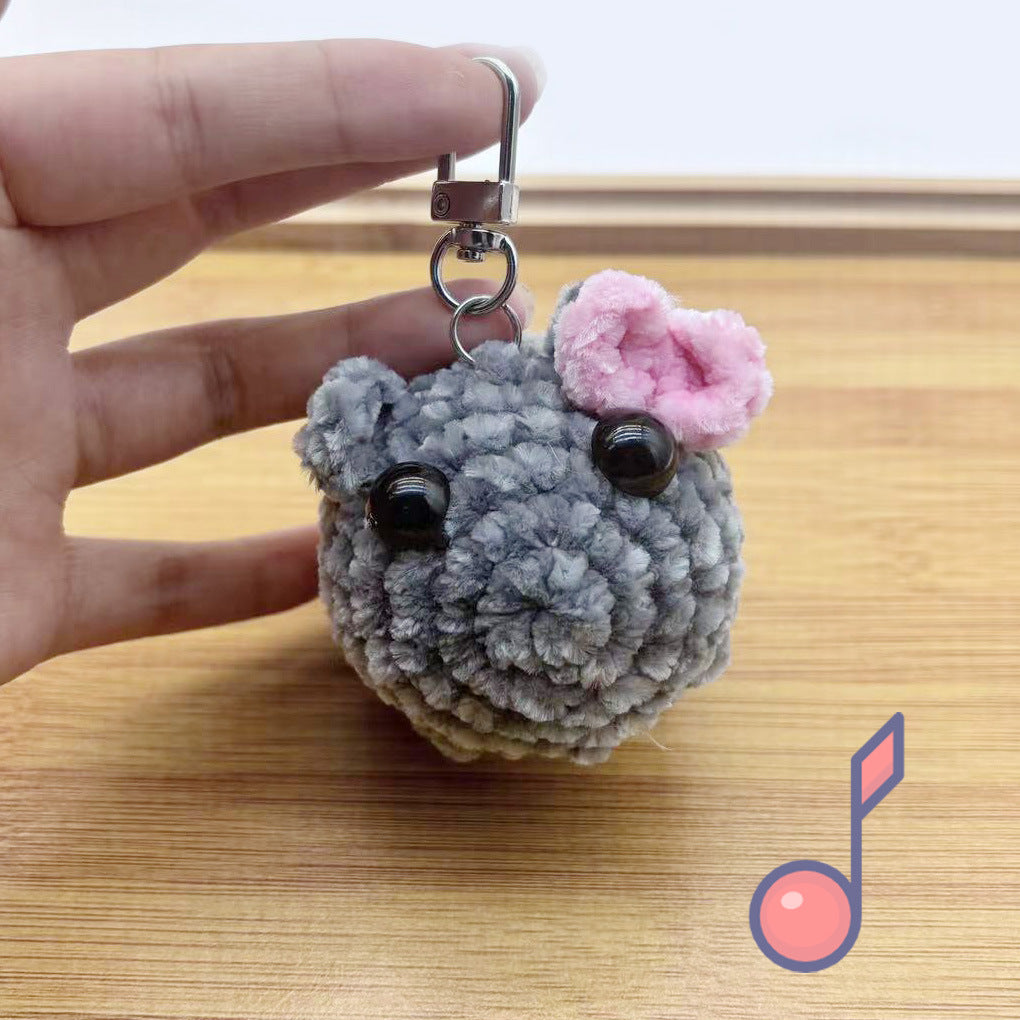 Chenille singing sad hamster keychain pendant Hamster emotional comfort doll - Korvel