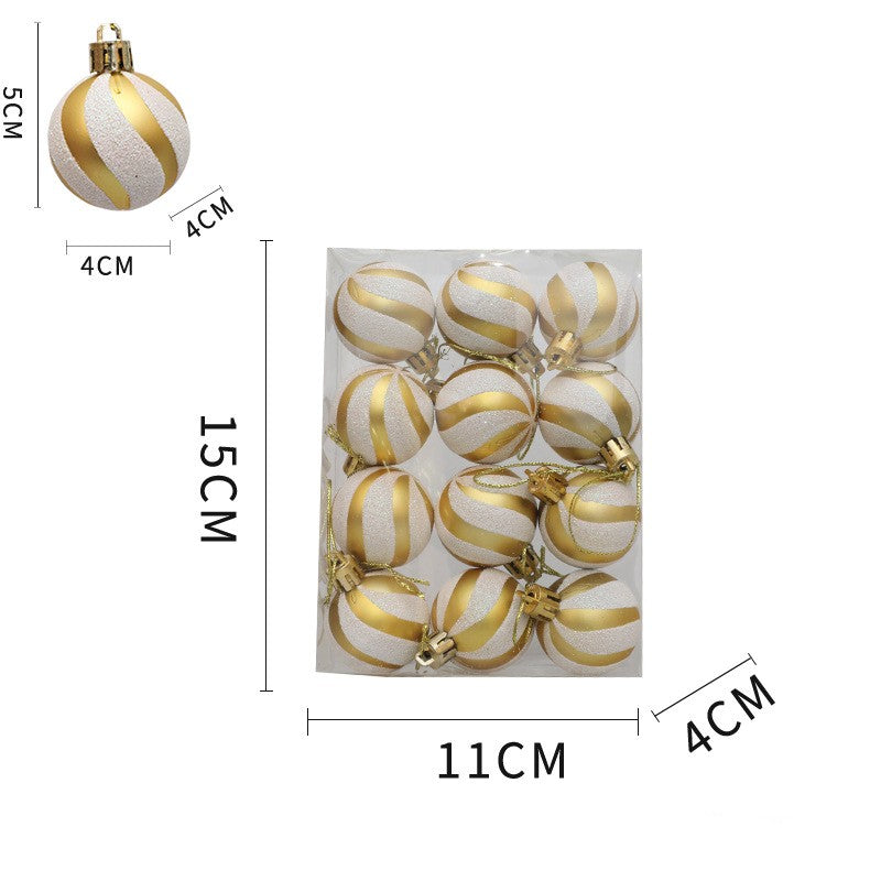 Christmas Ball Decoration Red and White Threaded Christmas Tree Hanging Decoration Hand drawn Christmas Ball Plastic - Korvel