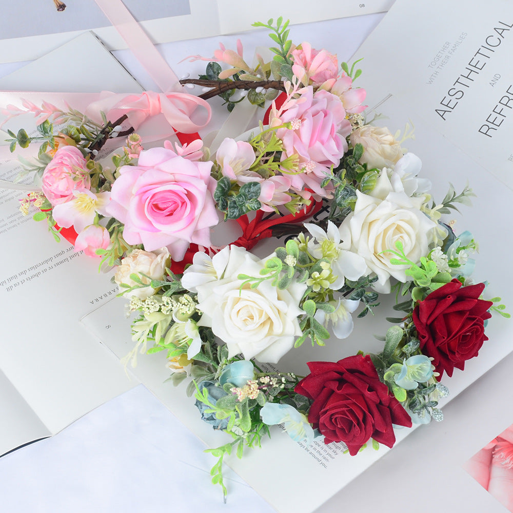 Simulated flower headdress tourist vacation princess flower fairy performance dance hair accessory female - Korvel