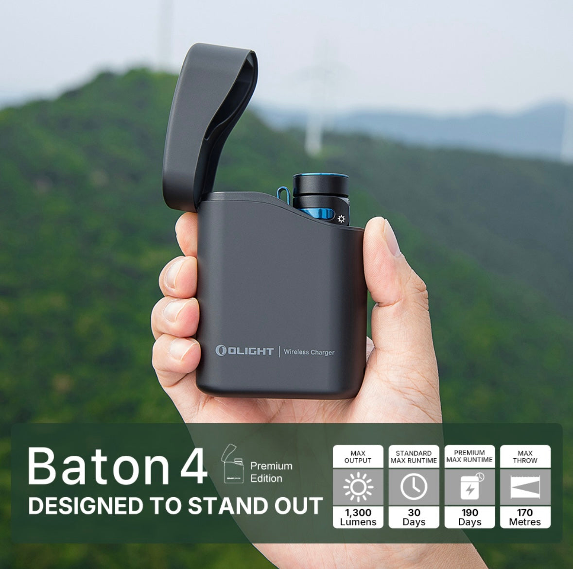 Olight Baton 4 Compact EDC Flashlight - 1300 Lumens Rechargeable Power - Korvel