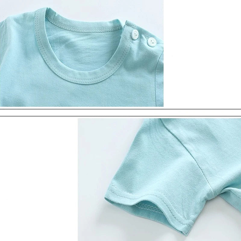 T-shirt+Shorts 2-Piece Clothing Set Pajamas Summer Kids Baby Boys Girls Cotton Casual Tracksuit Cartoon Dinosaur Clothes Suit - Korvel