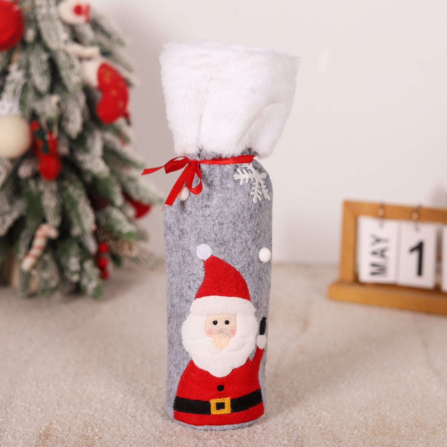 Christmas supplies red wine bottle covers elderly snowmen elk red wine bags household items - Korvel