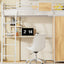 Lit mezzanine taille twin avec bureau en L et armoire - Blanc