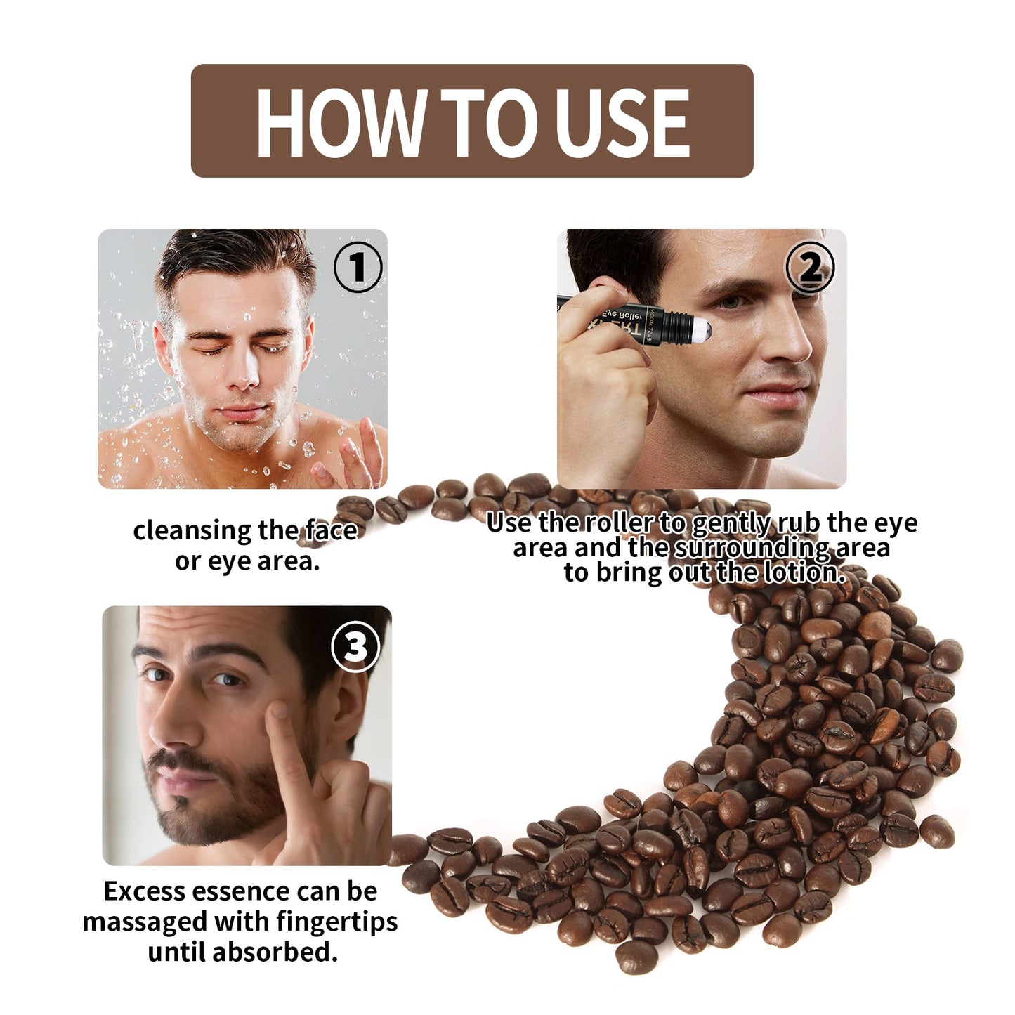 Hydrating Eye Roller For Men, Firming Lift Reduces Fine Lines, Dark Circles And Bags Under The Eyes - Korvel
